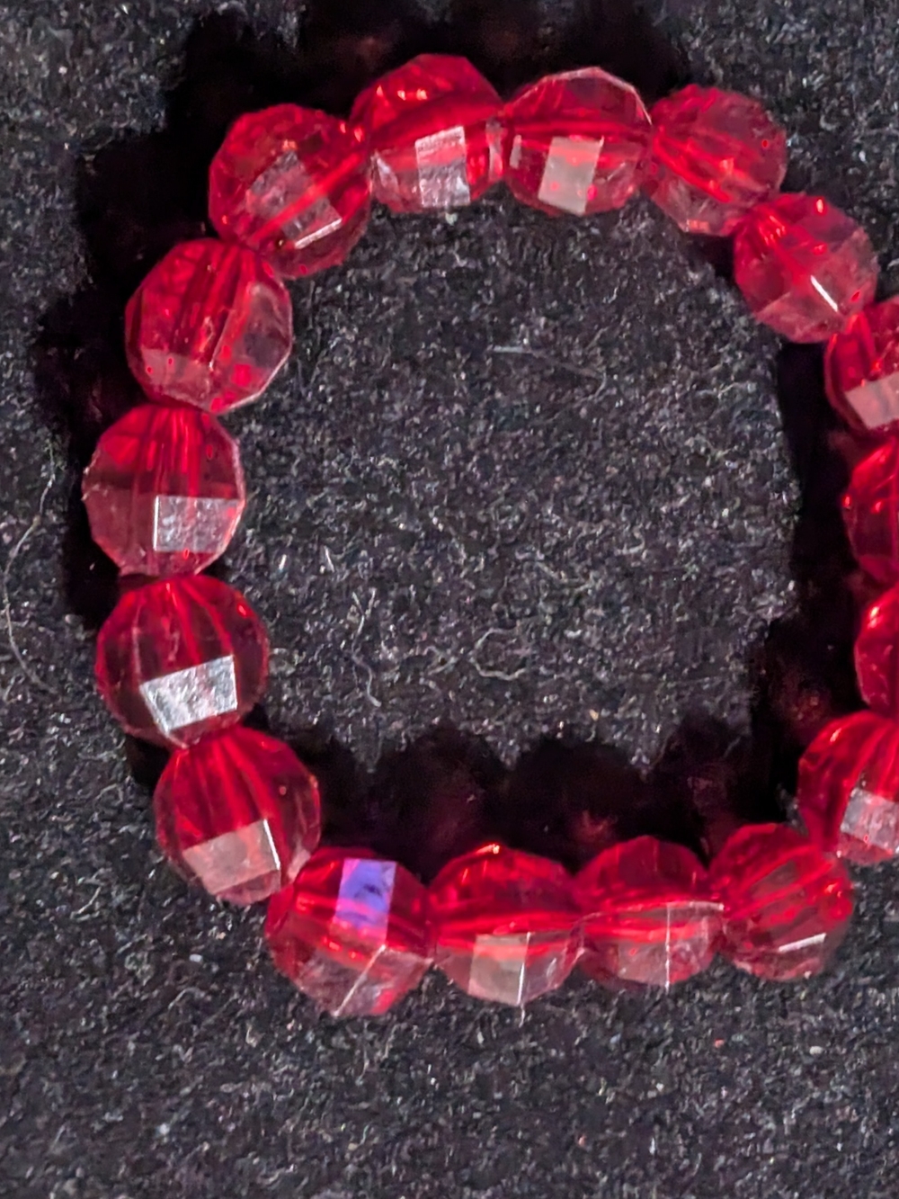 Red Faceted Bead Stretch Bracelet - Women Jewelry
